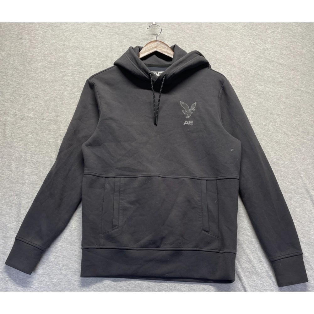 American Eagle Outfitters 24/7 Hoodie Mens XS Charcoal Gray Eagle Logo Stretch